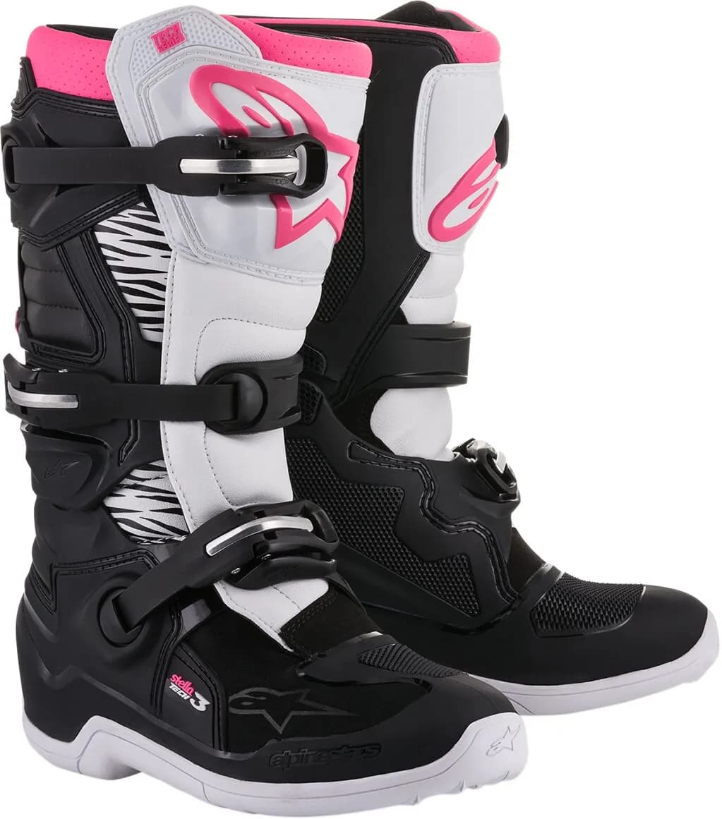 Botas Alpinestars Tech 3 Stella Negro Blanco Rosa (Clonado) image_1